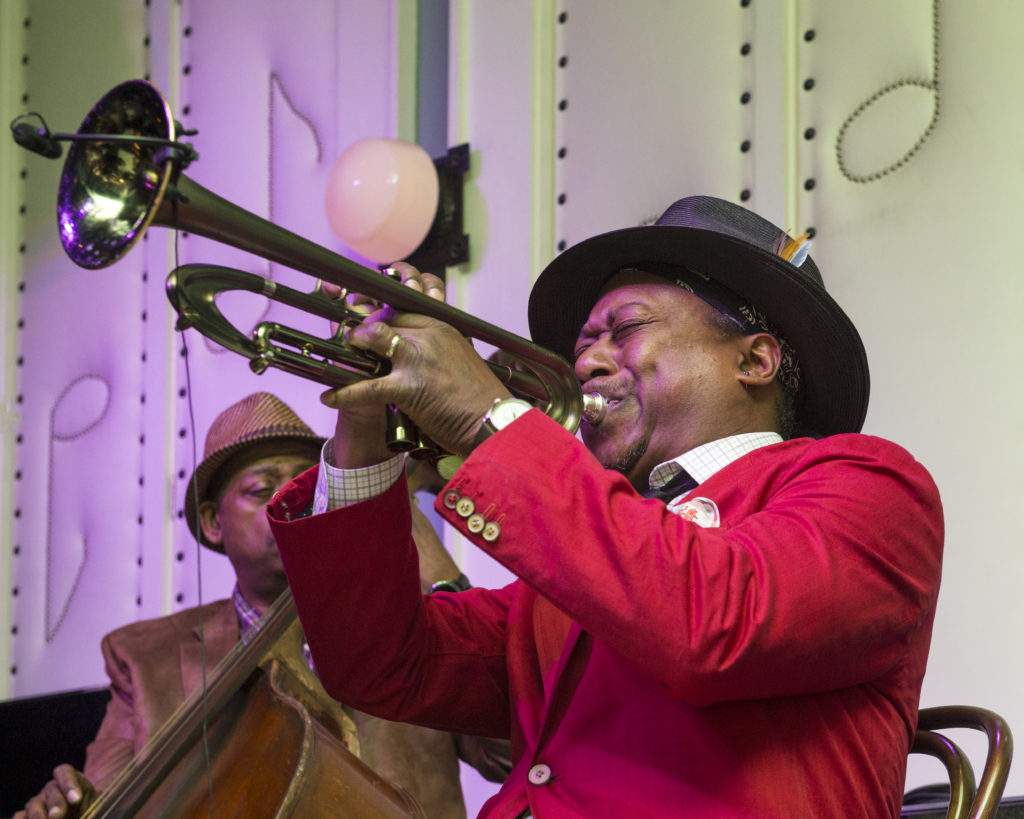 Kermit Ruffins performs at the Little Gem Saloon on May 5, 2017 - Photo by Erika Goldring
